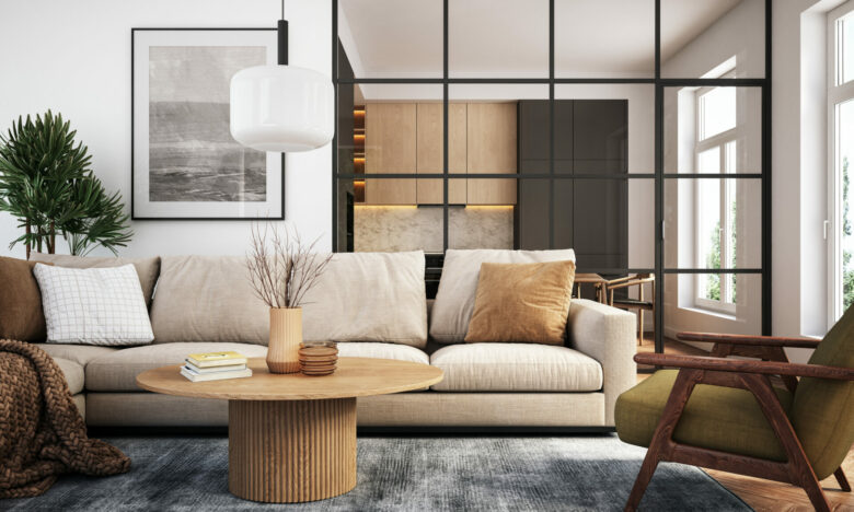 Modern living room interior - 3d render