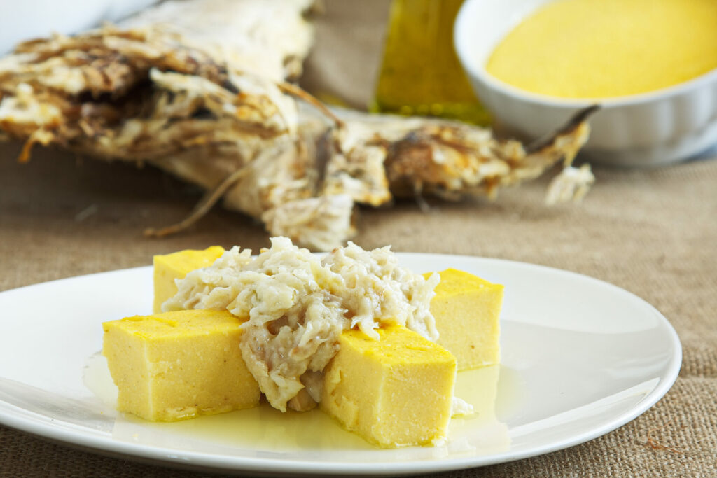 Close-up of cod dish, Baccala alla Vicentina